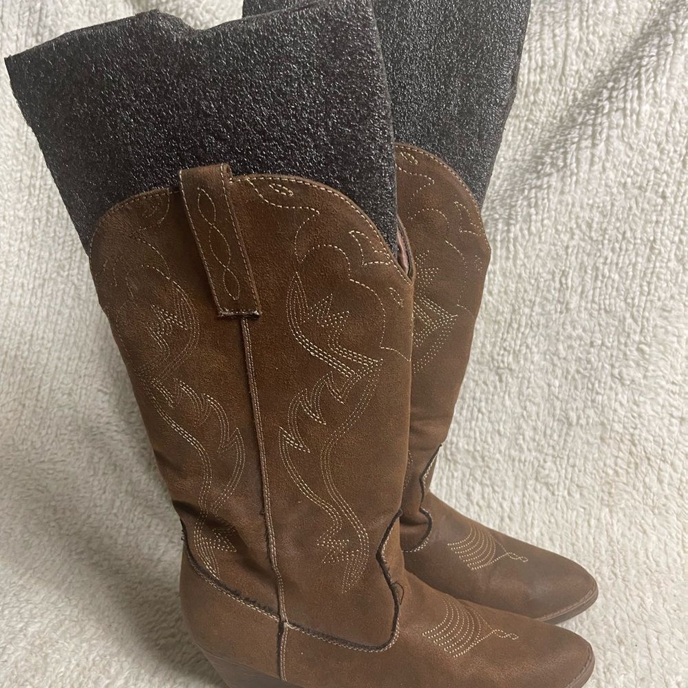 Austin trading Co. synthetic brown Cowgirl Boots SZ9.5M